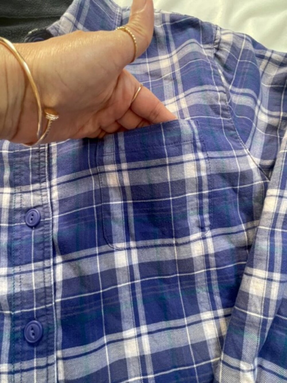 L.L.Bean Women’s Fleece-Lined Flannel Plaid Shirt Jacket, Blue, Size L - Picture 2 of 10